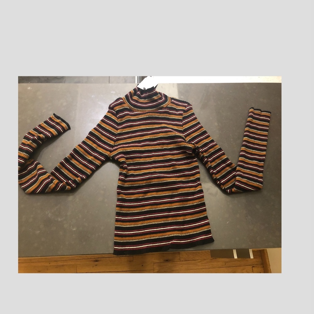 Striped ribbed turtleneck